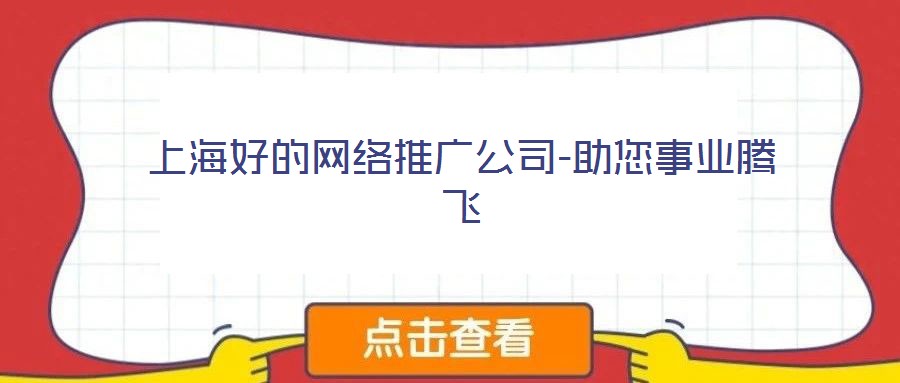 上海好的网络推广公司-助您事业腾飞