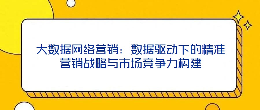 大数据网络营销:数据驱动下的精准营销战略与市场竞争力构建