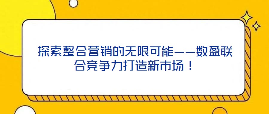 探索整合营销的无限可能——数盈联合竞争力打造新市场!
