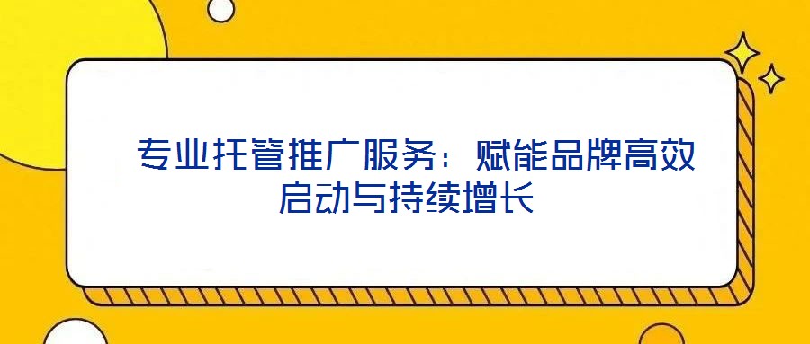 专业托管推广服务:赋能品牌高效启动与持续增长