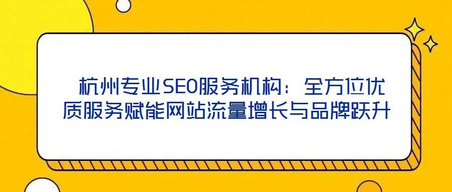 杭州专业SEO服务机构:全方位优质服务赋能网站流量增长与品牌跃升