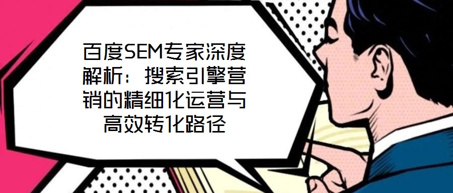 百度SEM专家深度解析:搜索引擎营销的精细化运营与高效转化路径